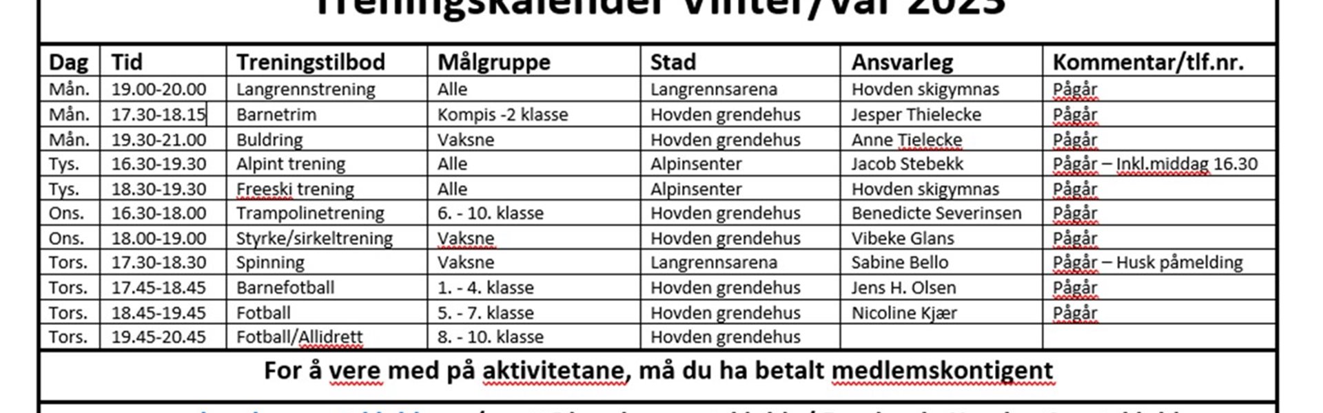 treningskalender